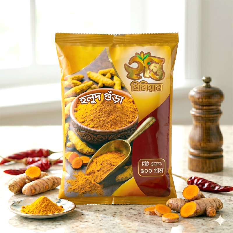 কররানি হলুদ গুঁড়া (প্যাক) ৫০০ গ্রাম